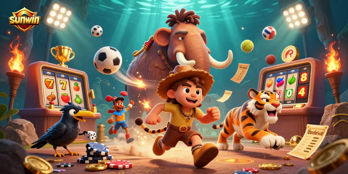 Win big with sunwin in a prehistoric casino led by a caveman duo