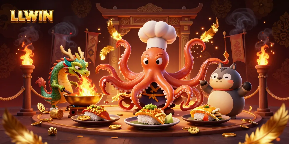 Engage in LLWIN with vibrant characters and thrilling game elements in a dynamic casino illustration.