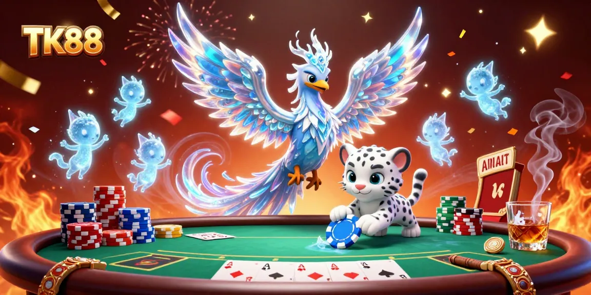 Experience thrilling poker adventures at TK88 with vibrant casino characters and dynamic game elements.