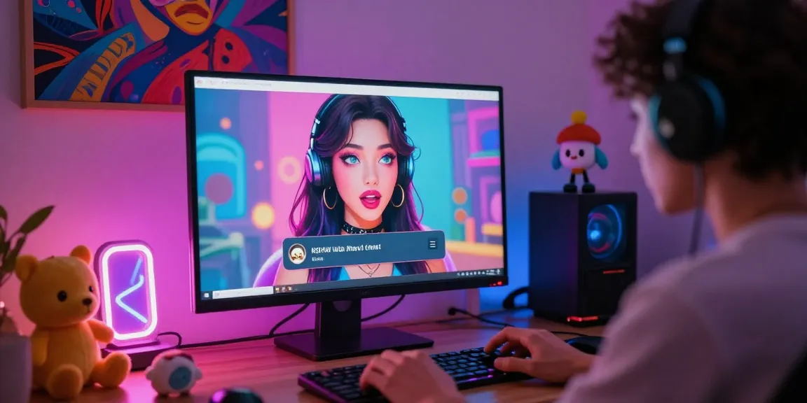 Interactive scene of ai nsfw chat with animated character on screen, enhancing digital engagement.